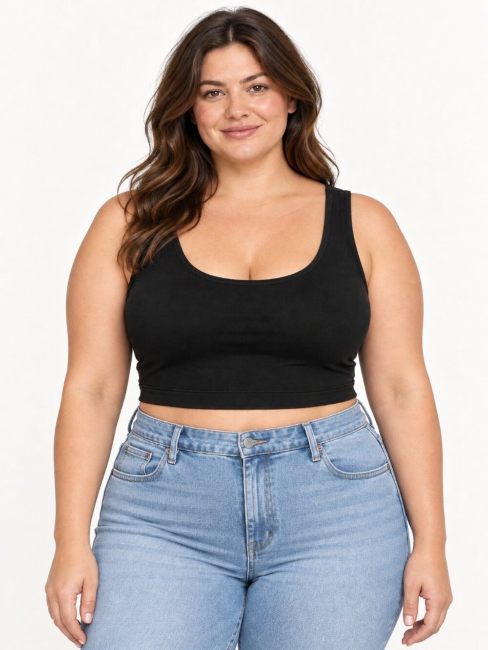 Auden Black Cotton Blend Lightly Lined Longline Bralette XL NWT